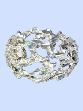 Sterling Silver Ring Organic Openwork Brutalist Statement Ring Sz. 7.5